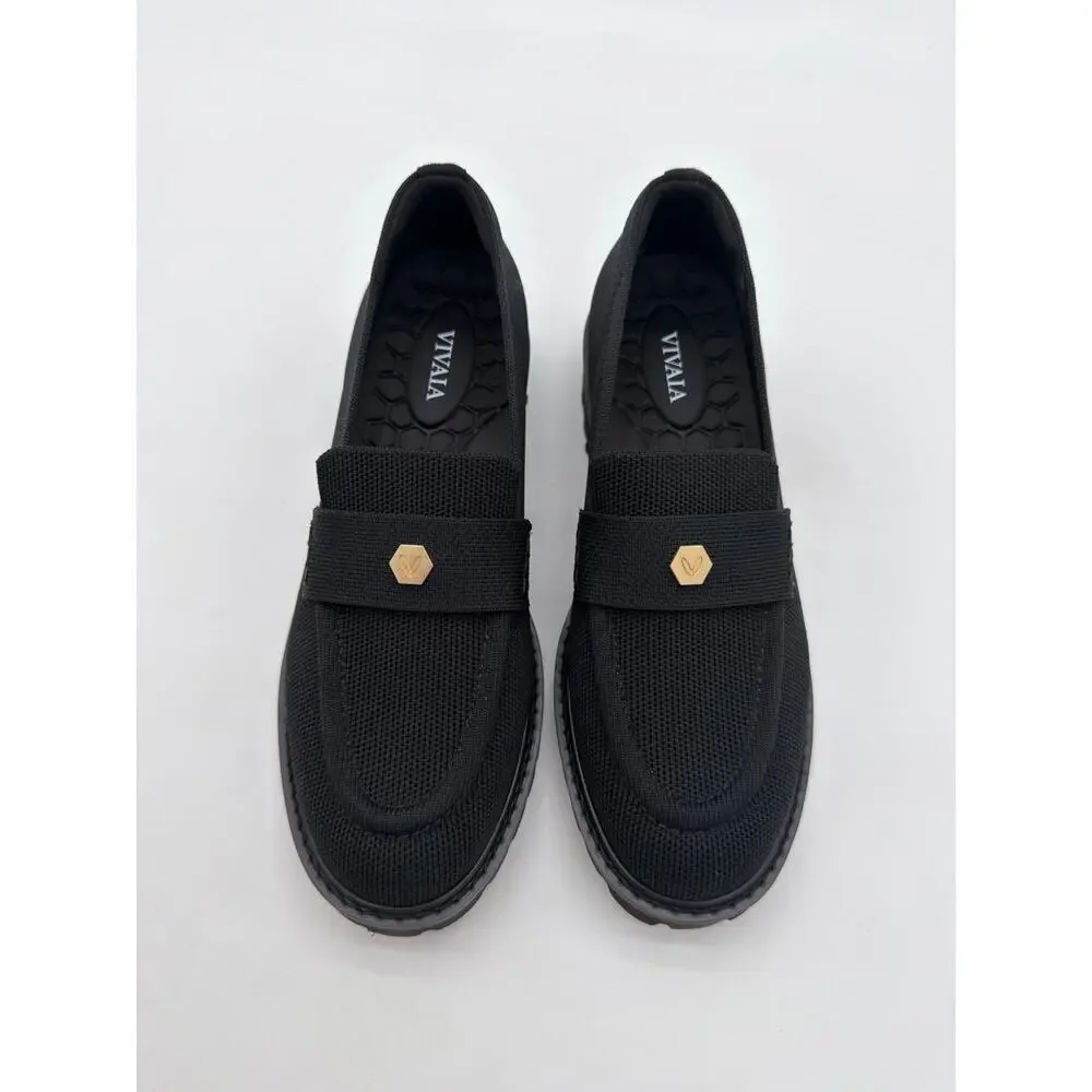 Vivaia Francesca Platform Chunky Heel Penny Minimalist Preppy Black Loafer 10.5